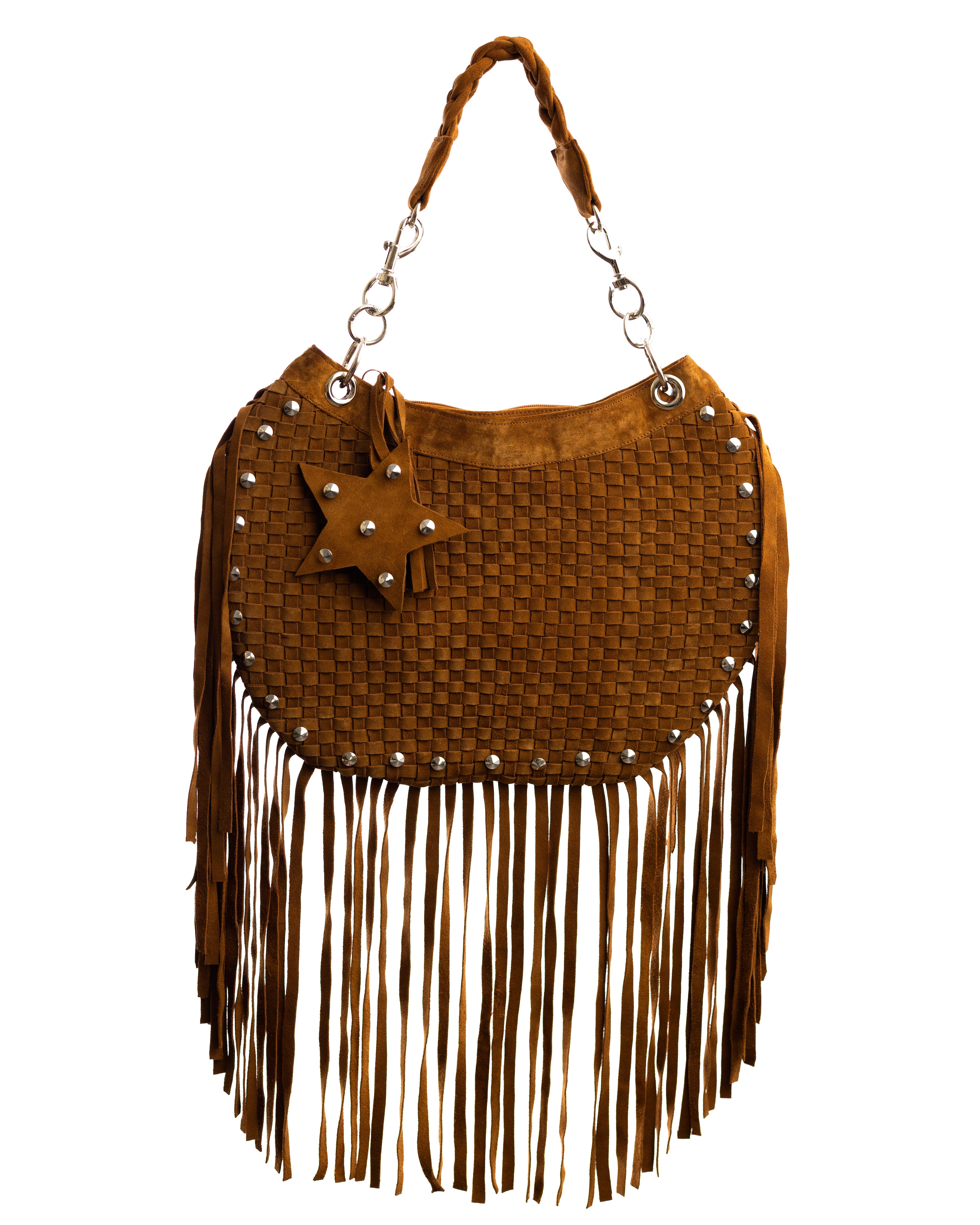 ROGUE- Woven Fringe Suede Bag