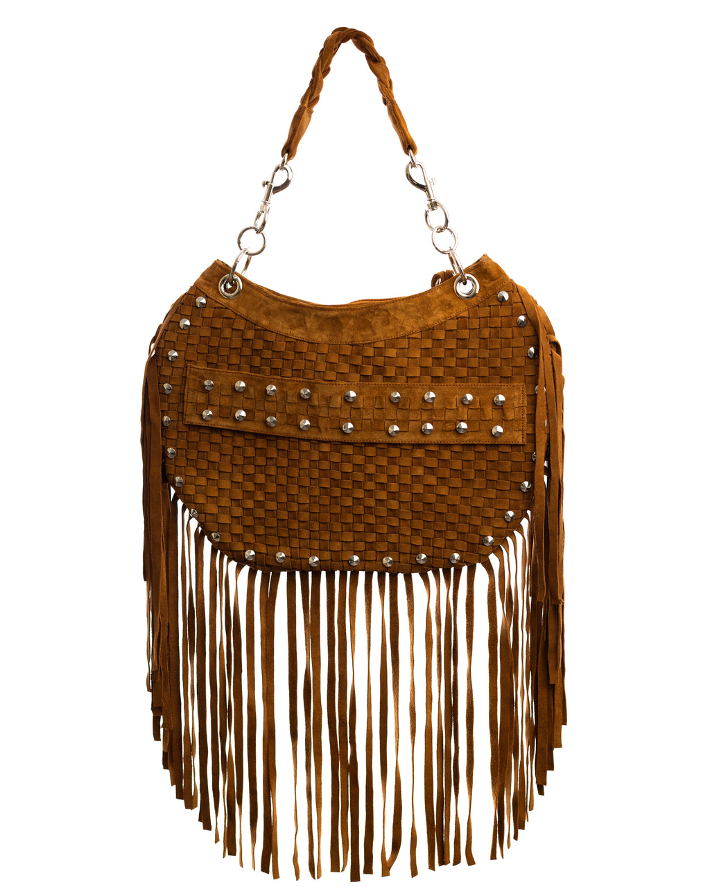 ROGUE- Woven Fringe Suede Bag