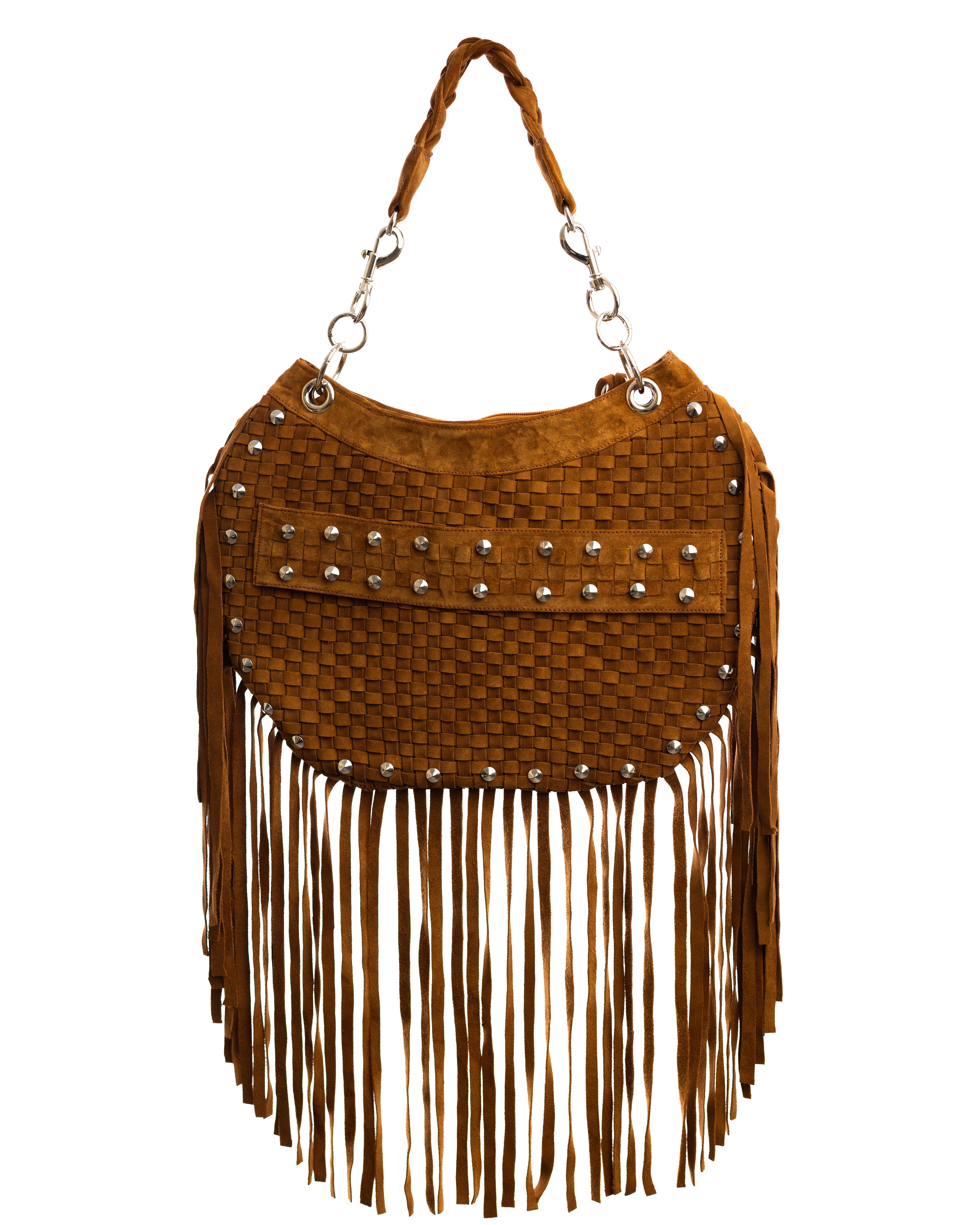 ROGUE- Woven Fringe Suede Bag