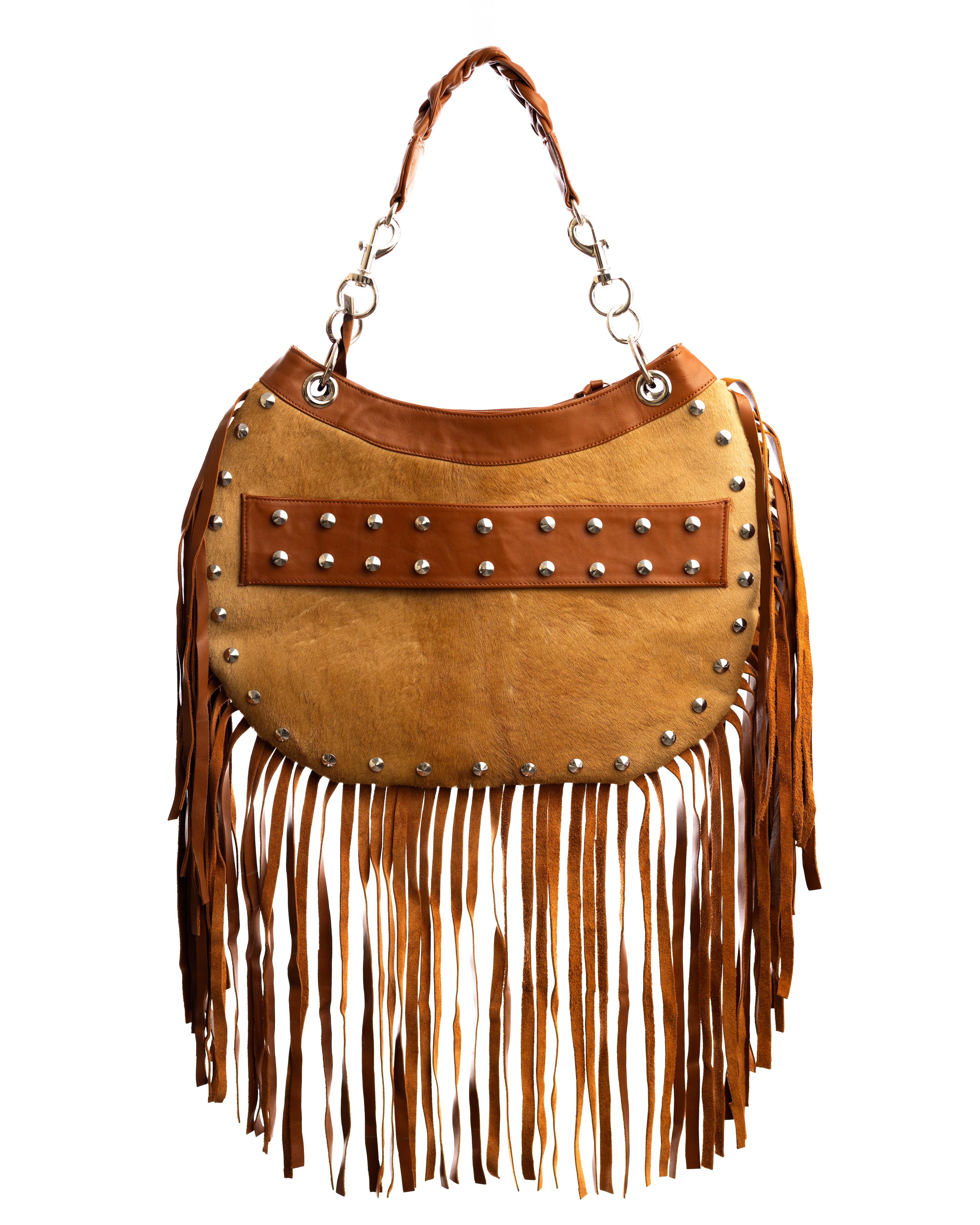ROGUE — Brown Cowhide Fringe Bag