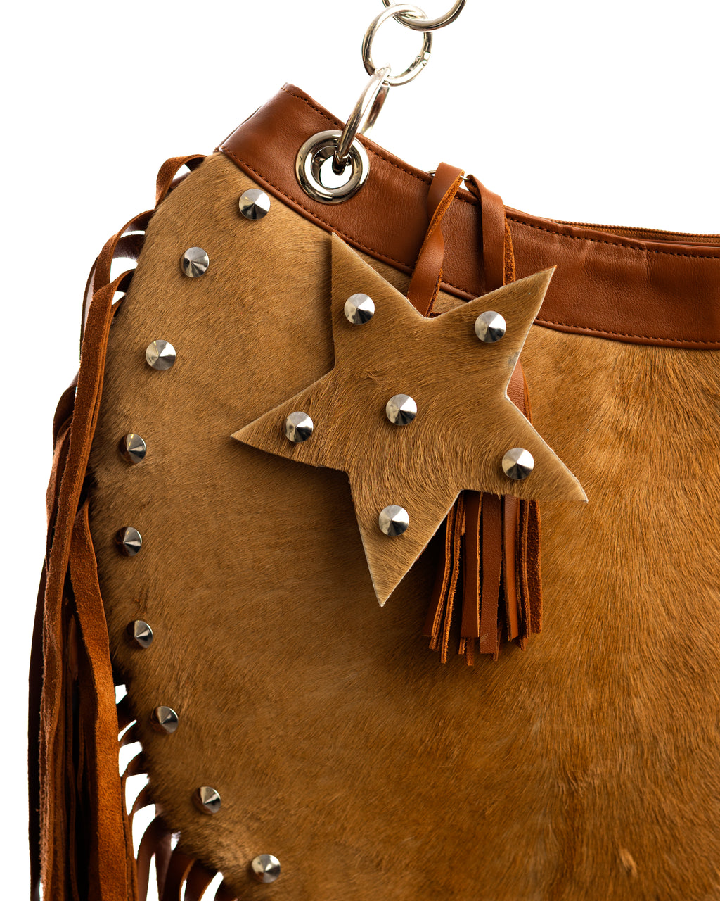 ROGUE — Brown Cowhide Fringe Bag